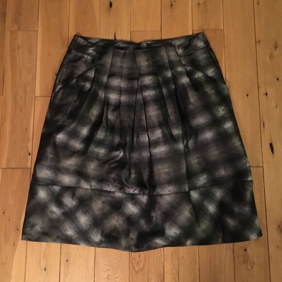 Retro Jacquard Pleated Pocketed Bubble Forest Green Lined Skirt - Picture 11 of 15